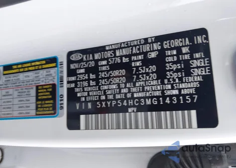 2021 Kia Telluride Sx from USA, damaged, VIN 5XYP54HC3MG143157